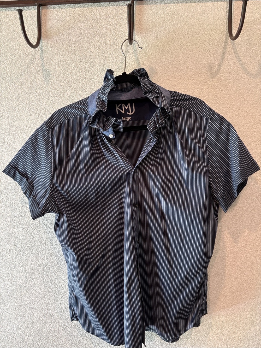 KMJ Women's Black Pinstripe Button-Down Shirt